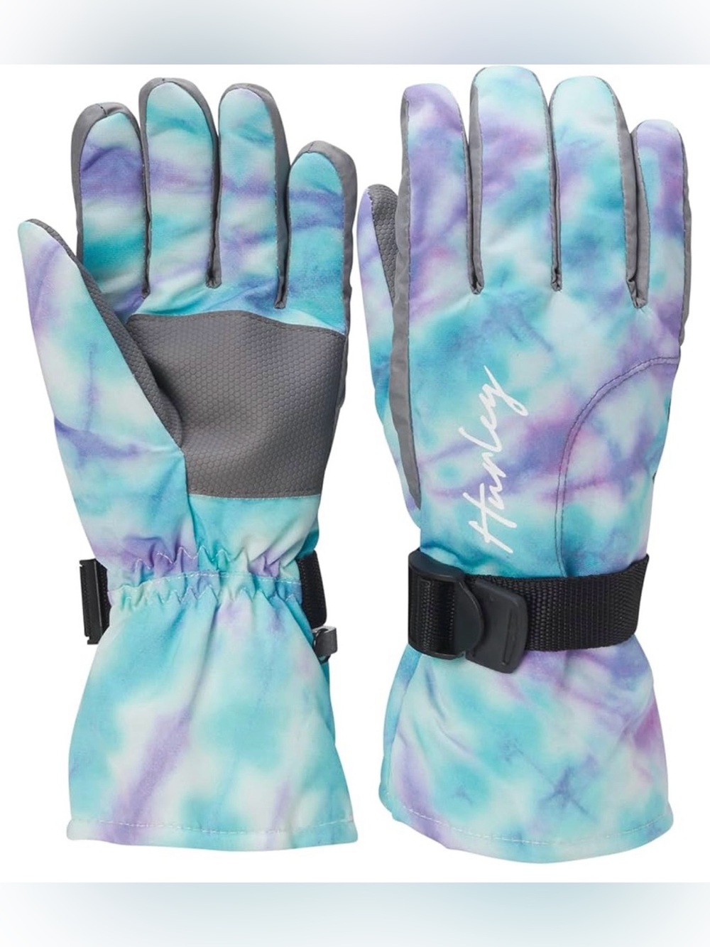 Hurley Women's Tie-Dye Thermal Snow Gloves in Aqua & Lavender S/M Technical Ski